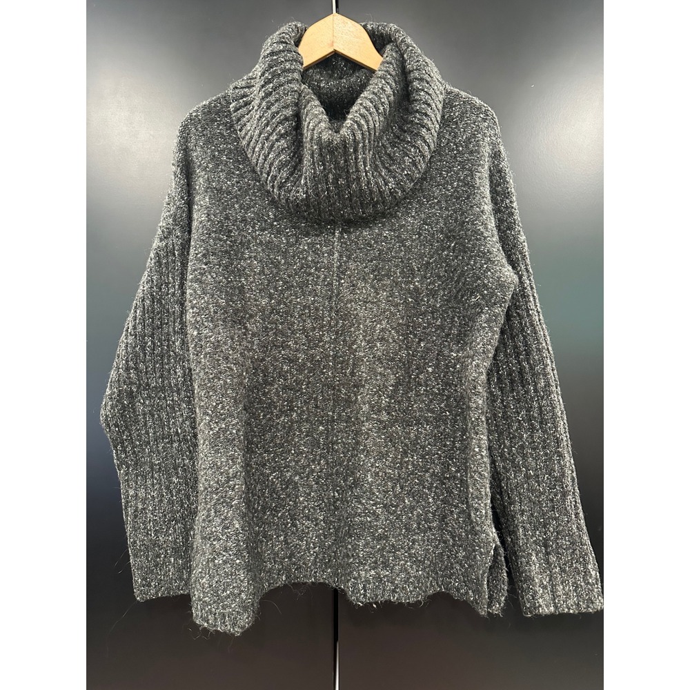 Jana Womens Small Gray Marl Cowl Neck Chunky Knit Oversized Sweater Wool Blend